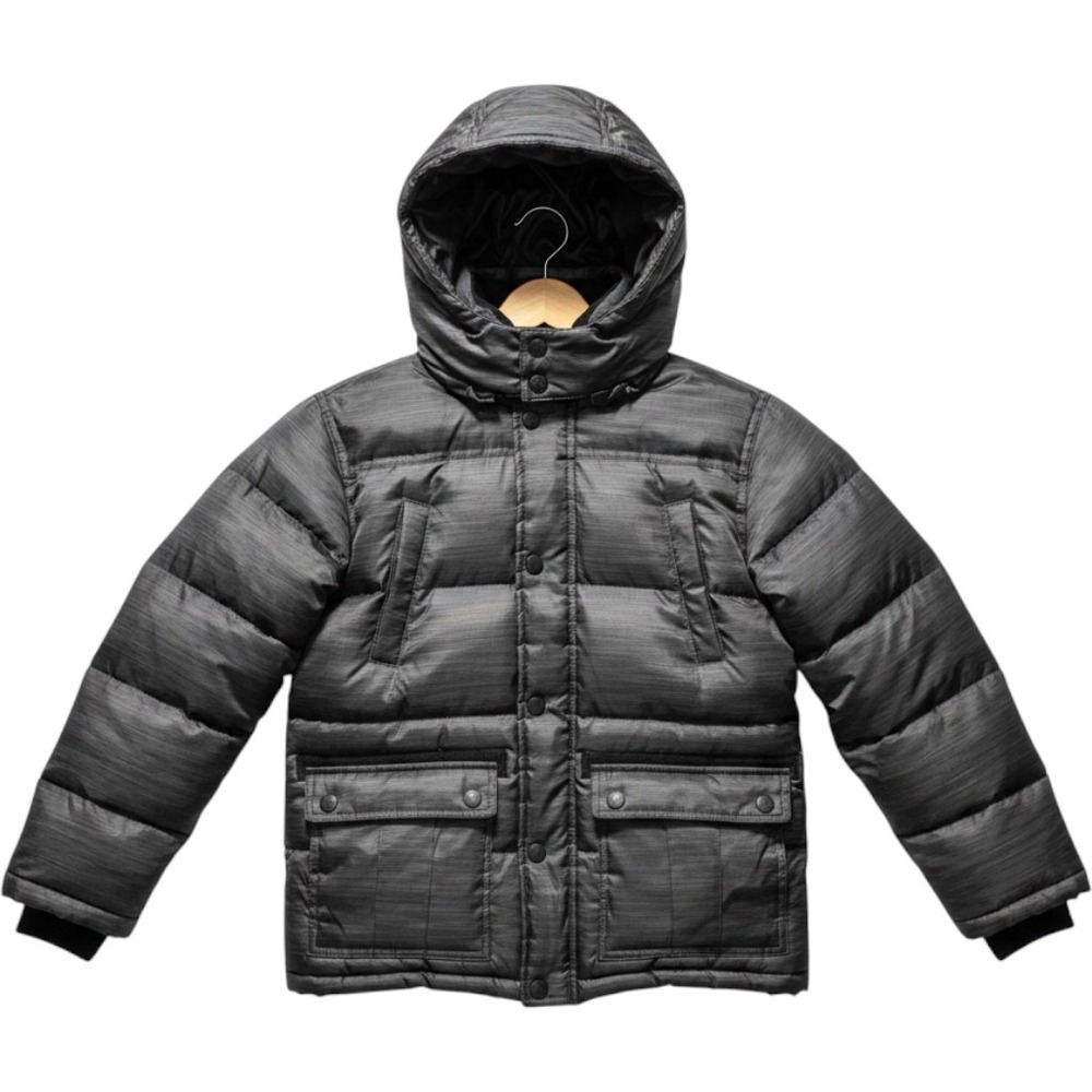 DKNY Puffer Jacket Boys Size M 10/12 Gray Hooded Heavyweight Winter Parka Coat
